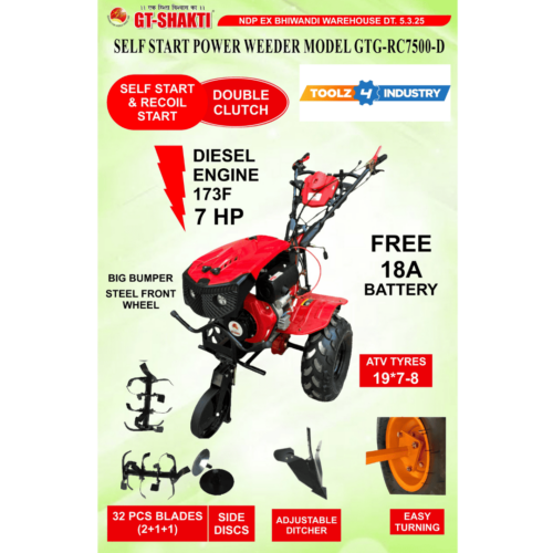 GT Shakti 7 HP Double Clutch Self-Start Diesel Power Weeder GTG-RC7500-D - Image 2