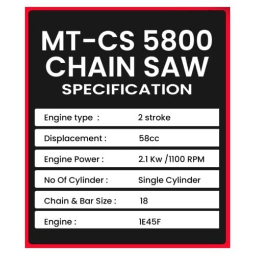 LONDON Pro 3.2 HP 18 Inch Petrol Chainsaw Machine MT-CS-5800 - Image 2